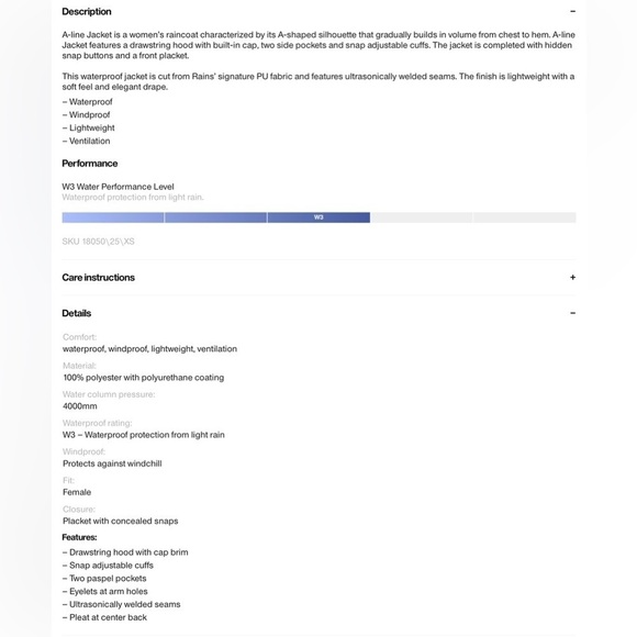 NEW. RAINS A-line Women’s Jacket - Picture 5 of 8